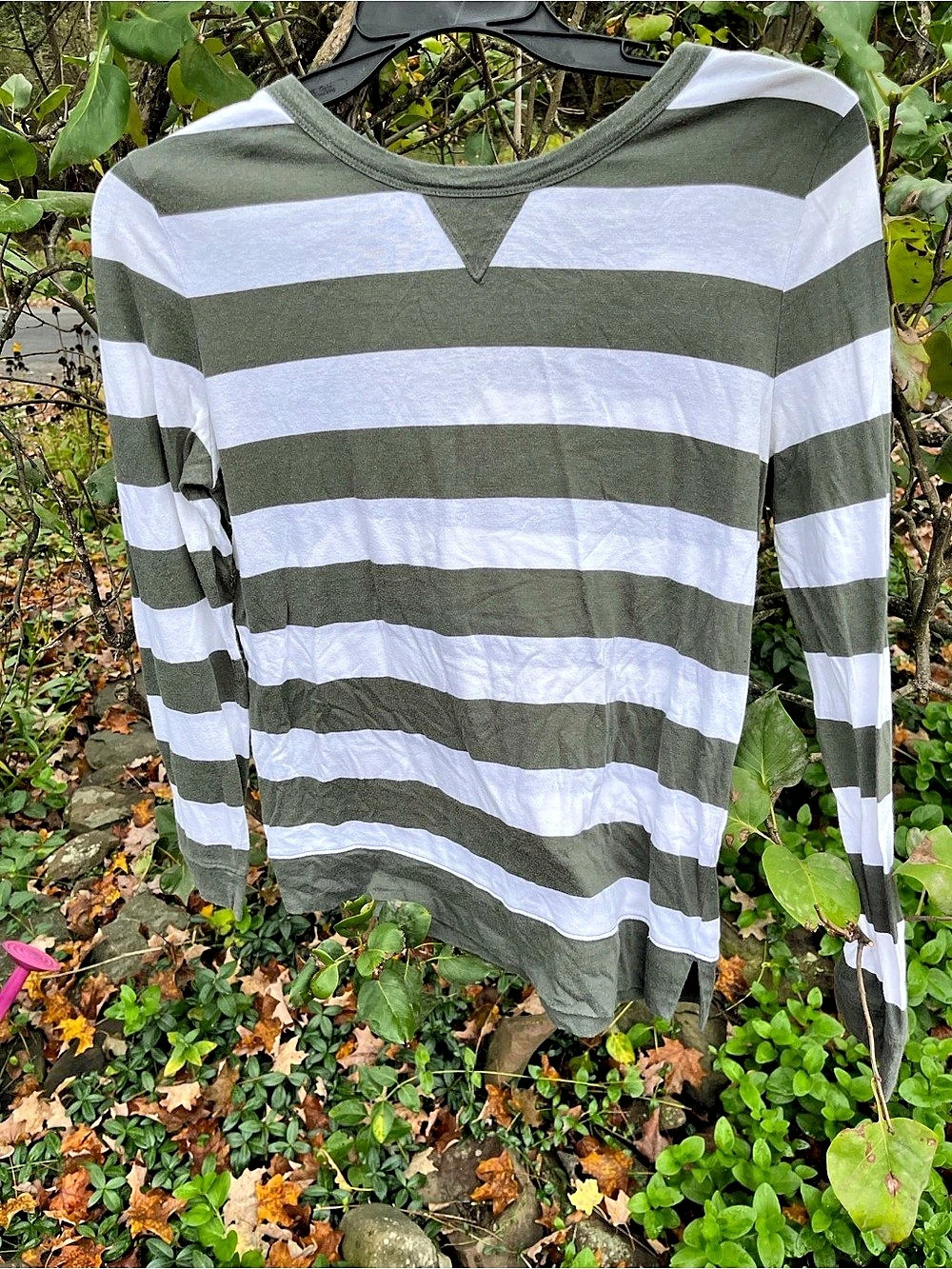 Gap Favorite Striped Tee Long Sleeve Green & White Size Large